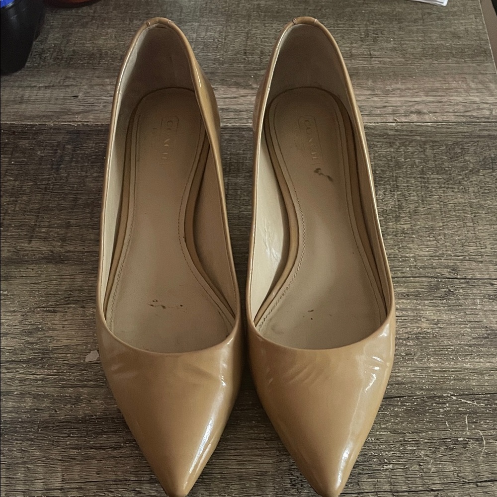 Coach Tan Pointed Toe Heels